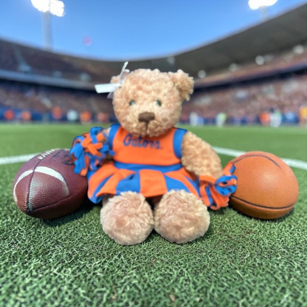 Plushland Florida Gators Cheerleader Teddy Bear Orange Blue 10 inch UF 2006